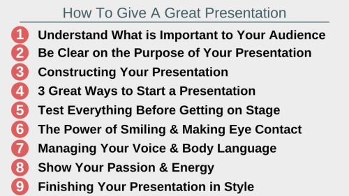 How to Give a Great Presentation at work Agenda