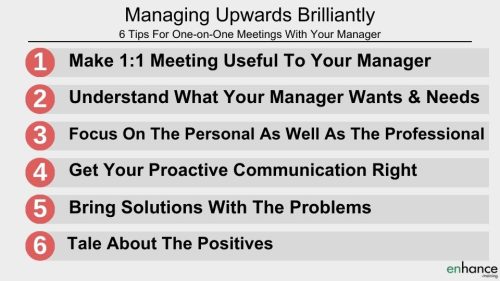 Manage upwards brilliantly - 6 tips for your one-on-one meetings with your manager - agenda