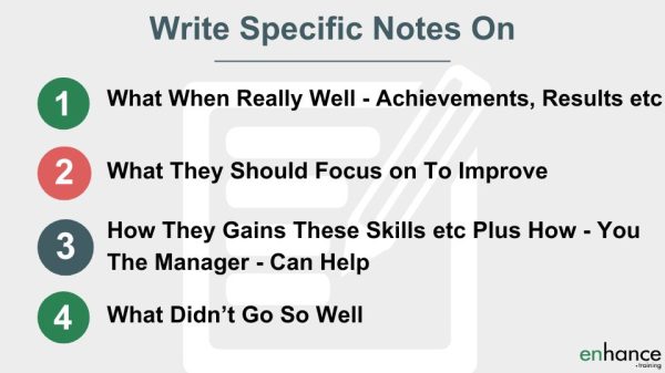Write specific notes for performance reviews